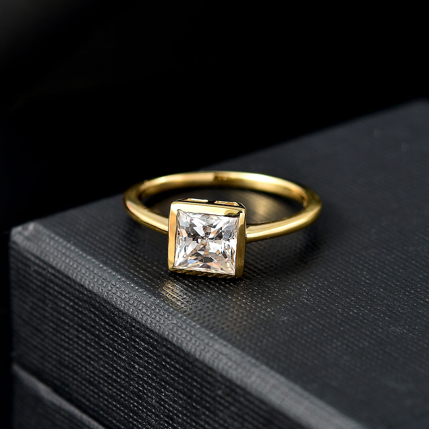 J Francis Embellished with Zirconia by Swarovski Solitaire Ring in 18K Vermeil YG Over Sterling Silver (Size 10) 2.50 ctw