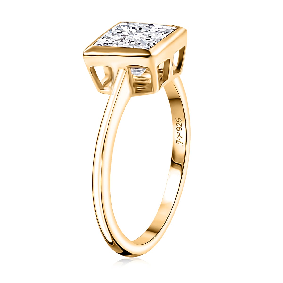 J Francis Embellished with Zirconia by Swarovski Solitaire Ring in 18K Vermeil YG Over Sterling Silver (Size 10) 2.50 ctw