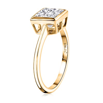 J Francis Embellished with Zirconia by Swarovski Solitaire Ring in 18K Vermeil YG Over Sterling Silver (Size 10) 2.50 ctw