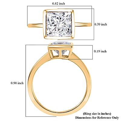 J Francis Embellished with Zirconia by Swarovski Solitaire Ring in 18K Vermeil YG Over Sterling Silver (Size 10) 2.50 ctw