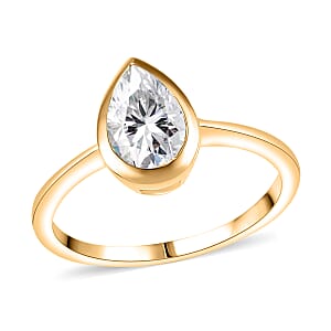 J Francis Embellished with Zirconia by Swarovski Solitaire Ring in 18K Vermeil YG Over Sterling Silver (Size 10.0) 1.90 ctw