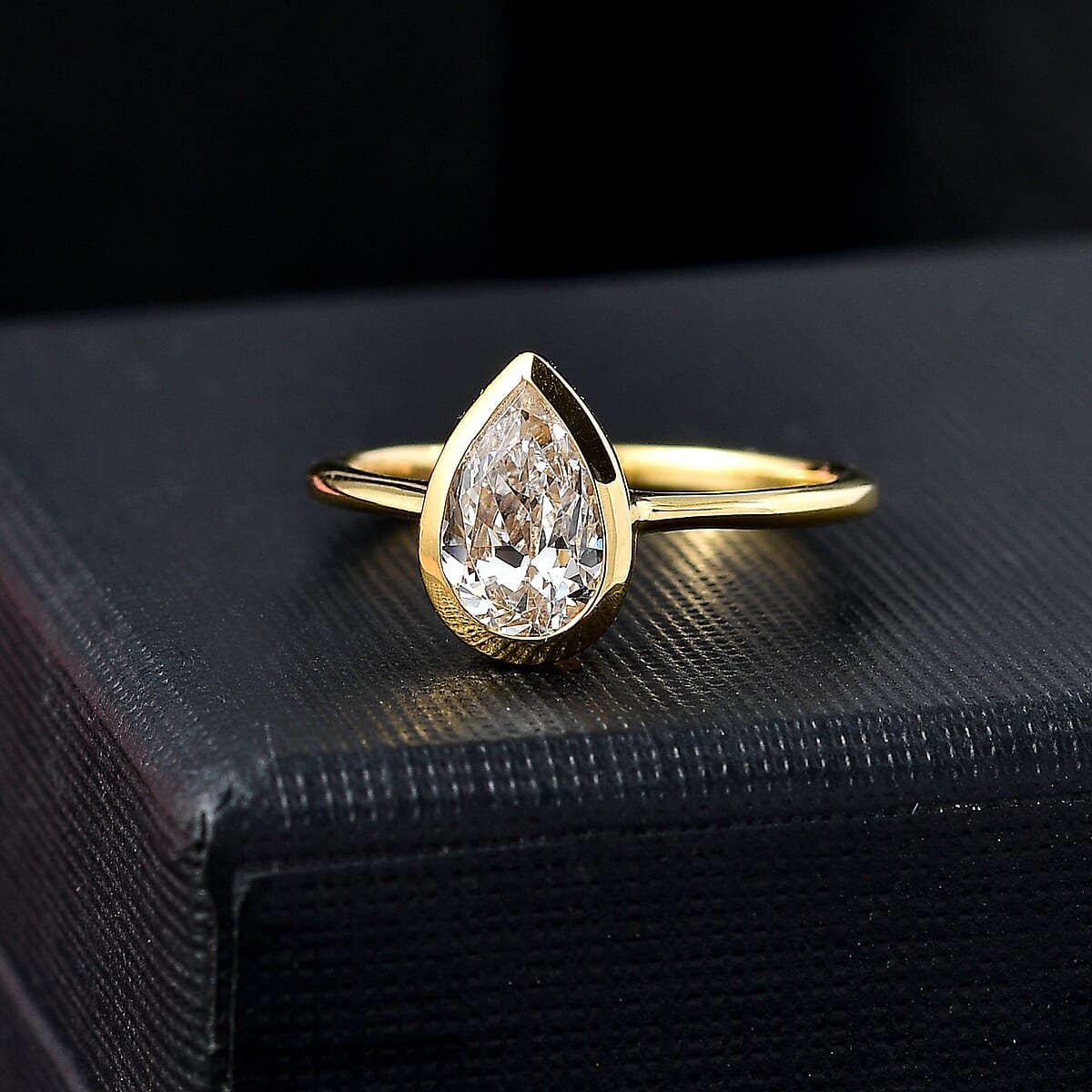 J Francis Embellished with Zirconia by Swarovski Solitaire Ring in 18K Vermeil YG Over Sterling Silver (Size 7.0) 1.90 ctw image number 1
