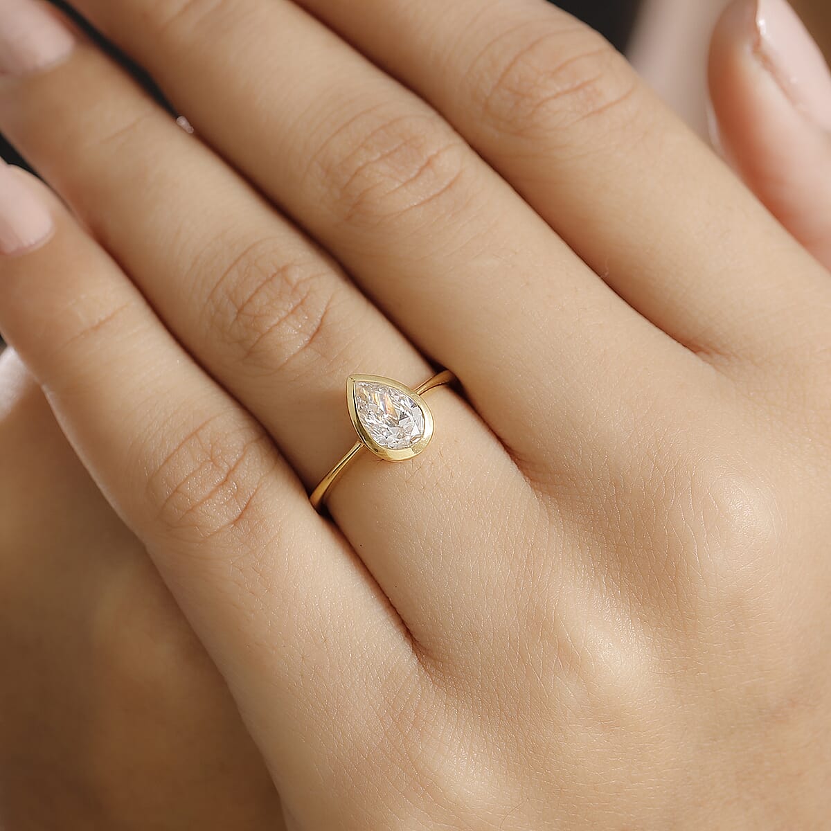 J Francis Embellished with Zirconia by Swarovski Solitaire Ring in 18K Vermeil YG Over Sterling Silver (Size 7.0) 1.90 ctw image number 2