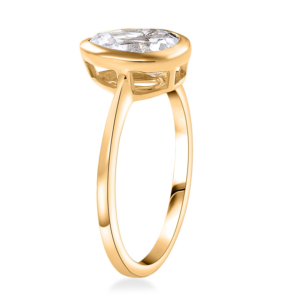 J Francis Embellished with Zirconia by Swarovski Solitaire Ring in 18K Vermeil YG Over Sterling Silver (Size 7.0) 1.90 ctw image number 3