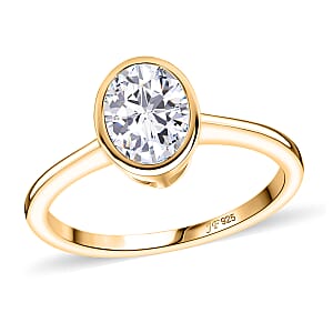 J Francis Embellished with Zirconia by Swarovski Solitaire Ring in 18K Vermeil YG Over Sterling Silver (Size 10.0) 2.40 ctw