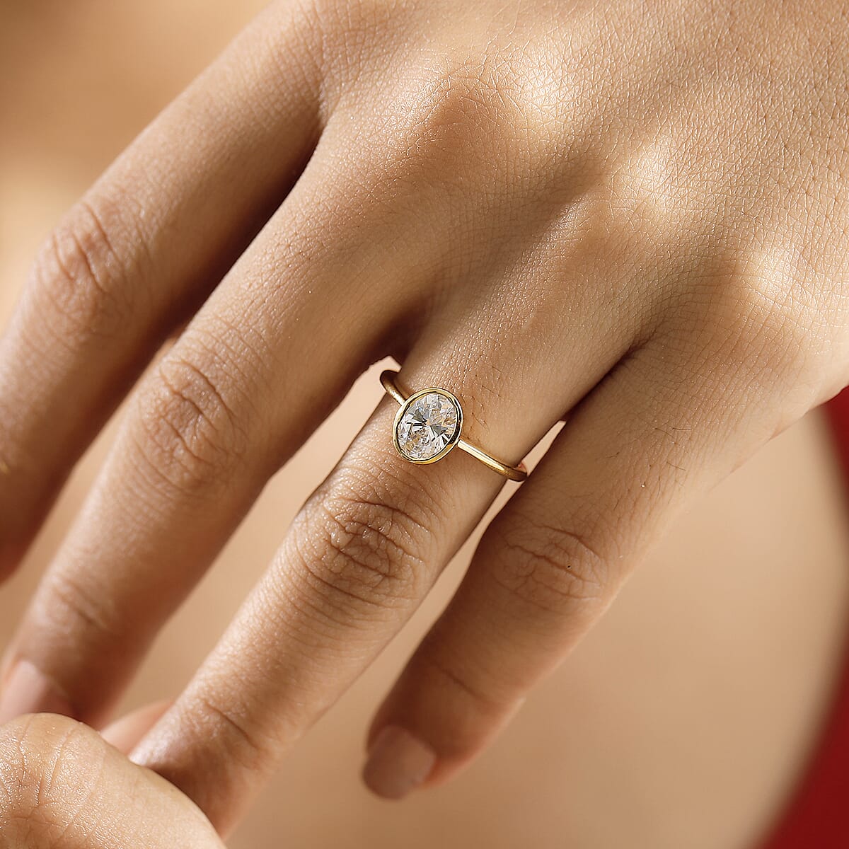 J Francis Embellished with Zirconia by Swarovski Solitaire Ring in 18K Vermeil YG Over Sterling Silver (Size 7.0) 2.40 ctw image number 2
