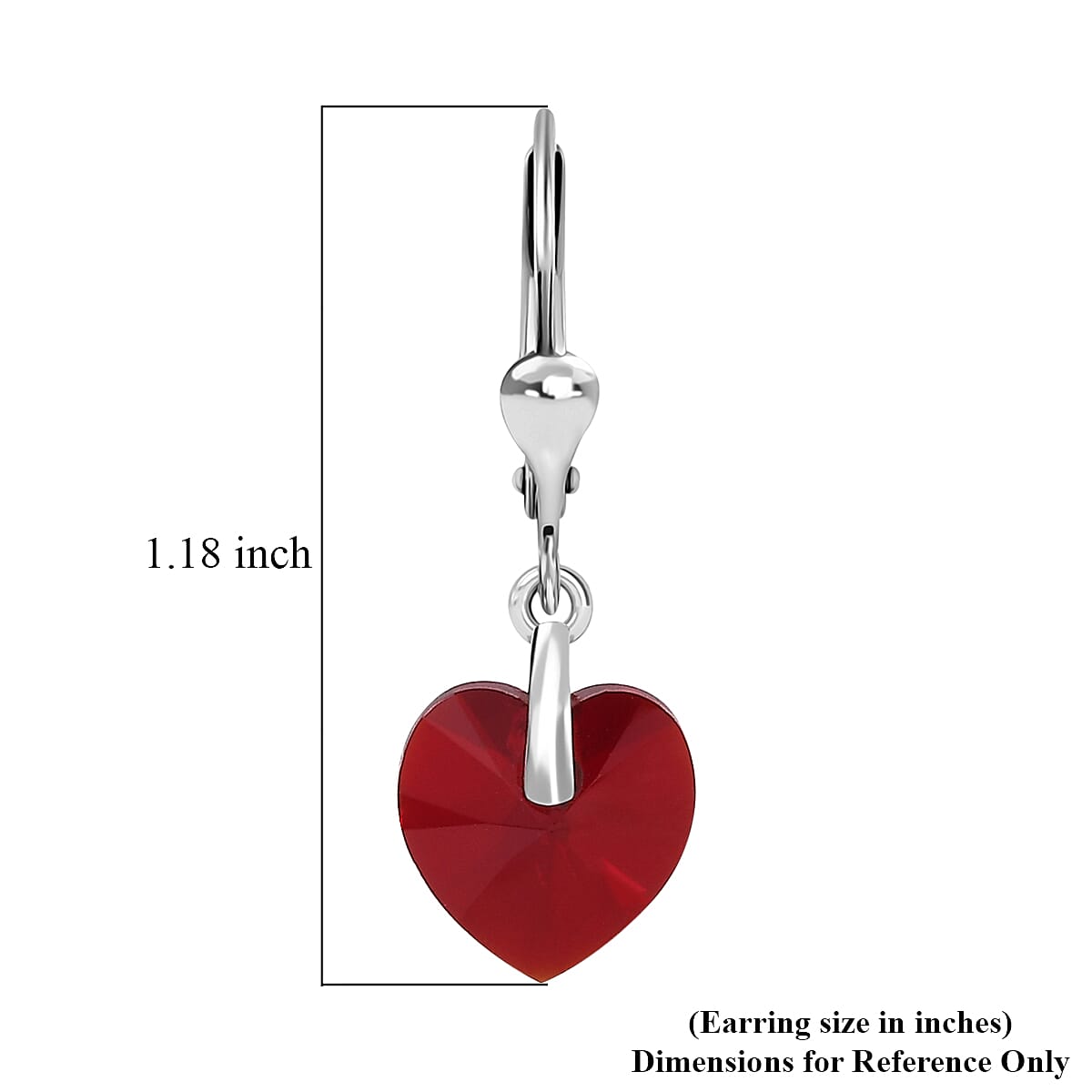 J Francis Embellished with Siam Color Crystal by Swarovski Hearts in Harmony Earrings in Sterling Silver image number 4