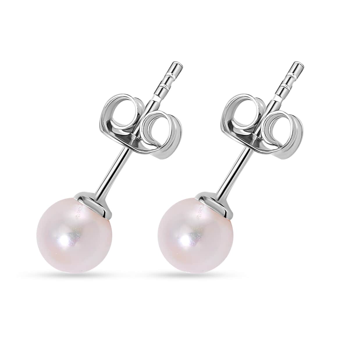 Japanese Akoya Pearl 7-8mm Stud Earrings in Rhodium Over Sterling Silver image number 3