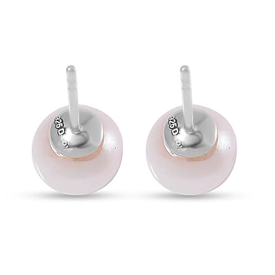 Japanese Akoya Pearl 7-8mm Stud Earrings in Rhodium Over Sterling Silver