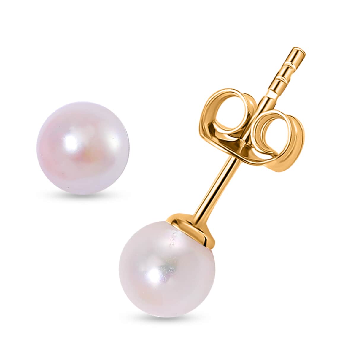 Japanese Akoya Pearl 7-8mm Earrings in 14K Yellow Gold Over Sterling Silver image number 0