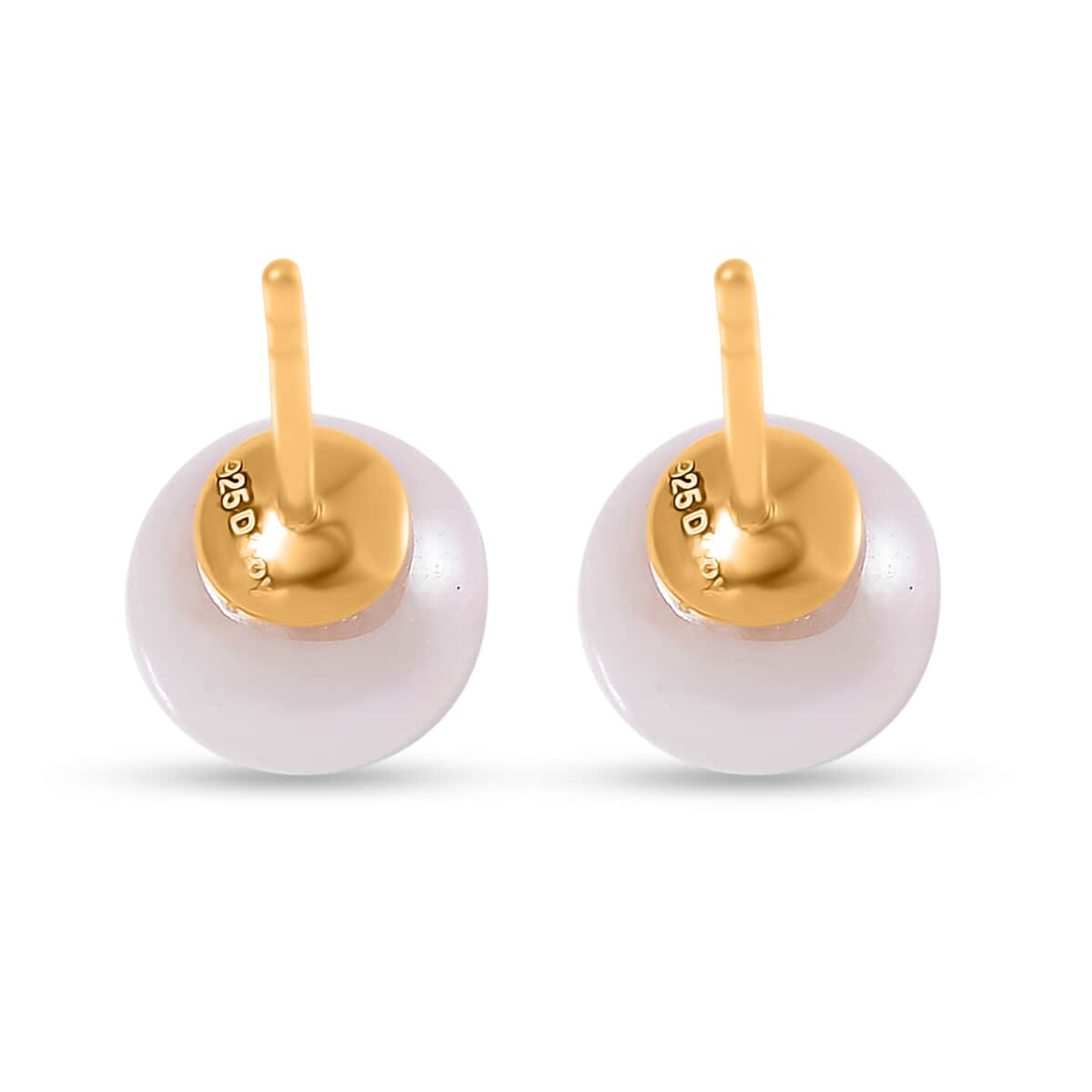 Japanese Akoya Pearl 7-8mm Earrings in 14K Yellow Gold Over Sterling Silver image number 4