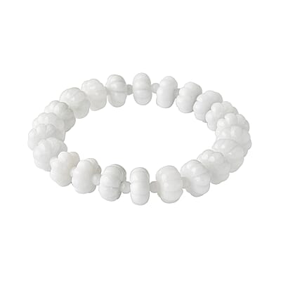Natural Jade 190.00 ctw Carved Pumpkin and Beaded Stretch Bracelet