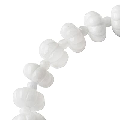 Natural Jade 190.00 ctw Carved Pumpkin and Beaded Stretch Bracelet
