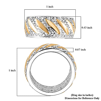 D'Joy GeoMesh Collection Filigree Ring in 14K YG and Rhodium Over Sterling Silver (Size 10.0) 3.15 Grams