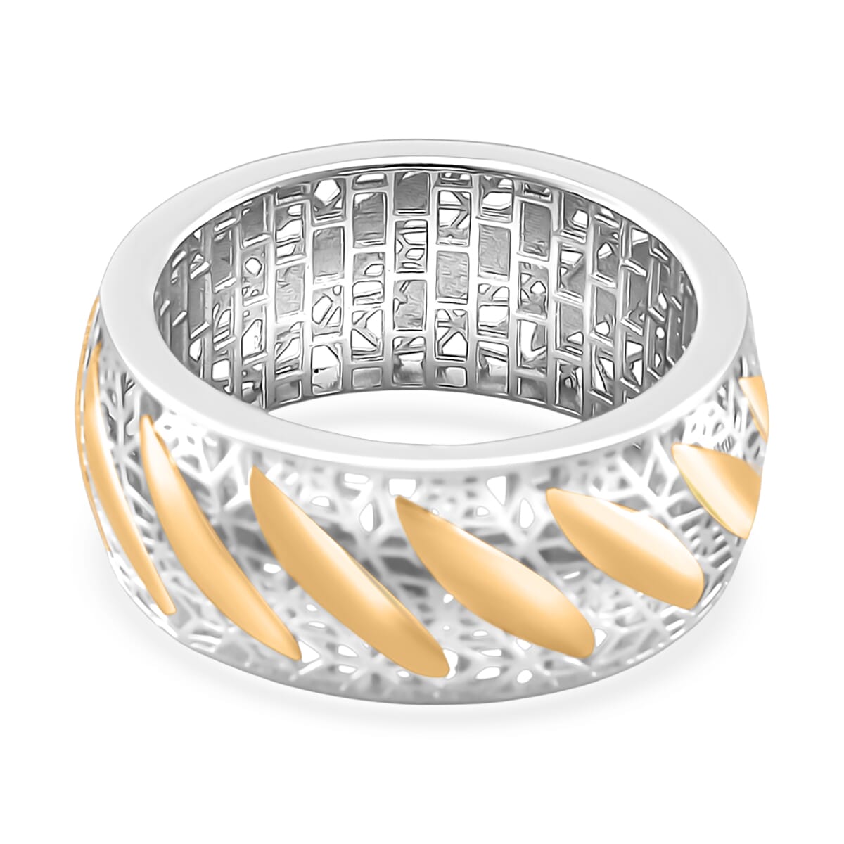 Filigree Ring in 14K YG and Rhodium Over Sterling Silver (Size 9.0) 3.15 Grams image number 3