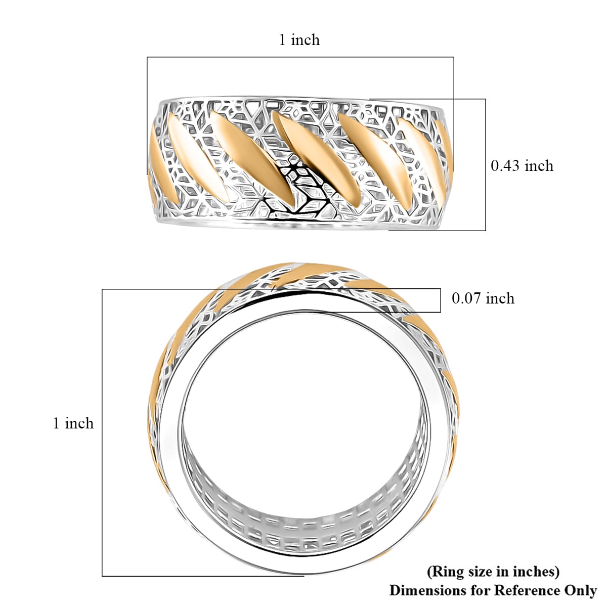 Filigree Ring in 14K YG and Rhodium Over Sterling Silver (Size 9.0) 3.15 Grams image number 4