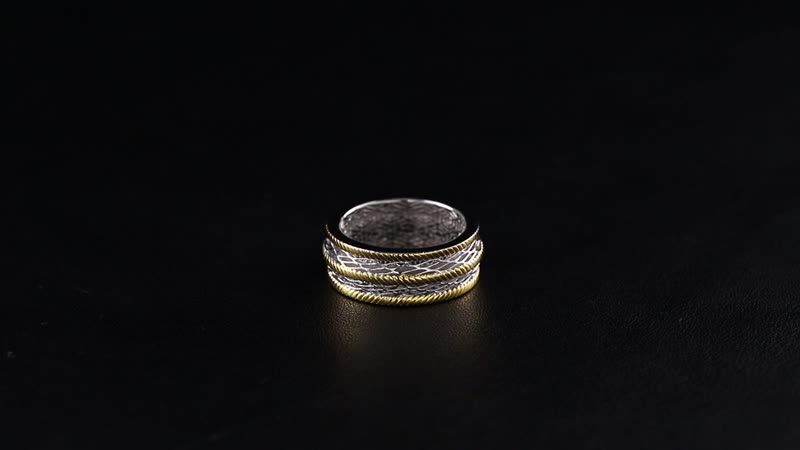 Band Ring in 14K YG and Rhodium Over Sterling Silver (Size 10.0) 3.65 Grams