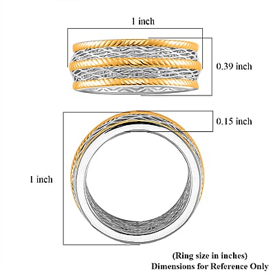 D'Joy GeoMesh Collection Band Ring in 14K YG and Rhodium Over Sterling Silver (Size 10.0) 3.65 Grams