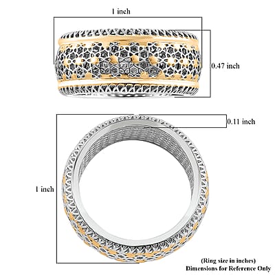 D'Joy GeoMesh Collection Band Ring in 14K YG and Rhodium Over Sterling Silver (Size 10.0) 2.70 Grams
