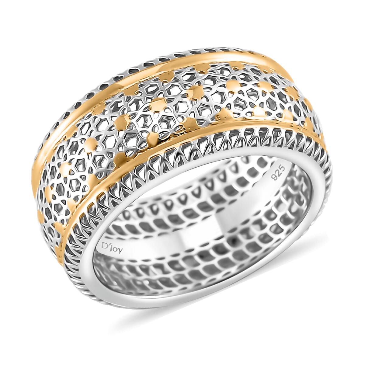 Band Ring in 14K YG and Rhodium Over Sterling Silver (Size 9.0) 2.70 Grams image number 0