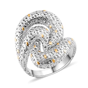 D'Joy GeoMesh Collection Fancy Ring in 14K YG and Rhodium Over Sterling Silver (Size 10.0) 3.10 Grams