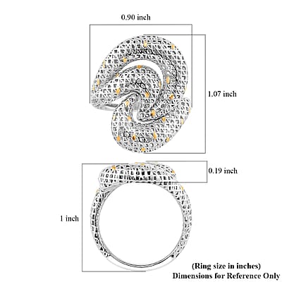 D'Joy GeoMesh Collection Fancy Ring in 14K YG and Rhodium Over Sterling Silver (Size 10.0) 3.10 Grams