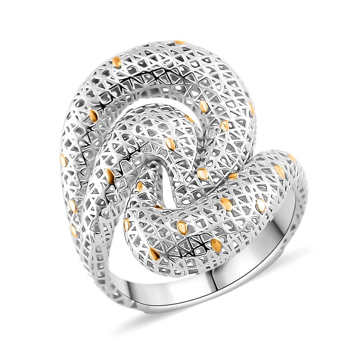 Fancy Ring in 14K YG and Rhodium Over Sterling Silver (Size 8.0) 3.10 Grams image number 0