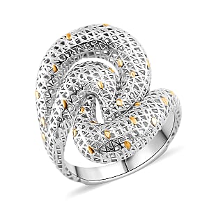 D'Joy GeoMesh Collection Fancy Ring in 14K YG and Rhodium Over Sterling Silver (Size 8.0) 3.10 Grams