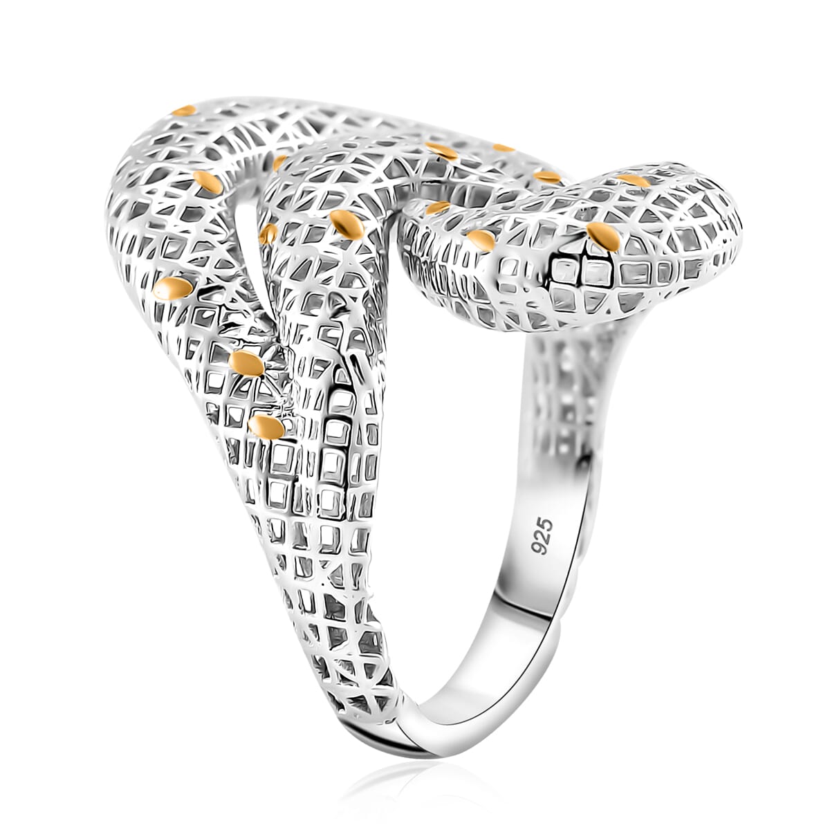 Fancy Ring in 14K YG and Rhodium Over Sterling Silver (Size 8.0) 3.10 Grams image number 2