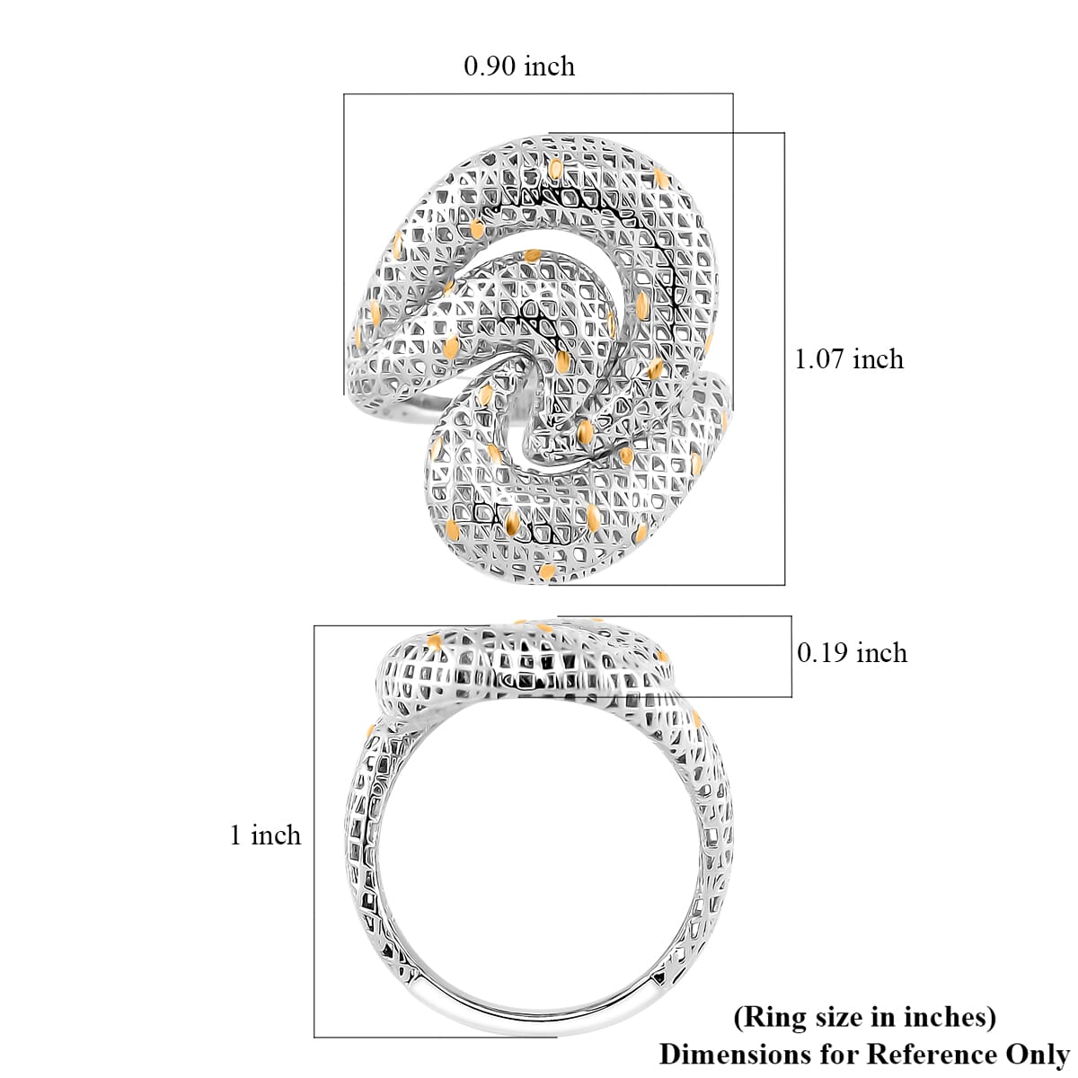 Fancy Ring in 14K YG and Rhodium Over Sterling Silver (Size 8.0) 3.10 Grams image number 4