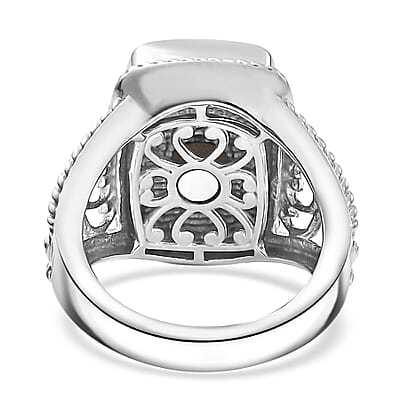 Matrix Sleeping Beauty Turquoise 8.00 ctw Solitaire Ring in Platinum Over Copper with Magnet (Size 10.0)