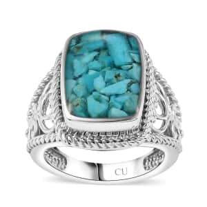 Matrix Sleeping Beauty Turquoise 8.00 ctw Solitaire Ring in Platinum Over Copper with Magnet (Size 5.0)