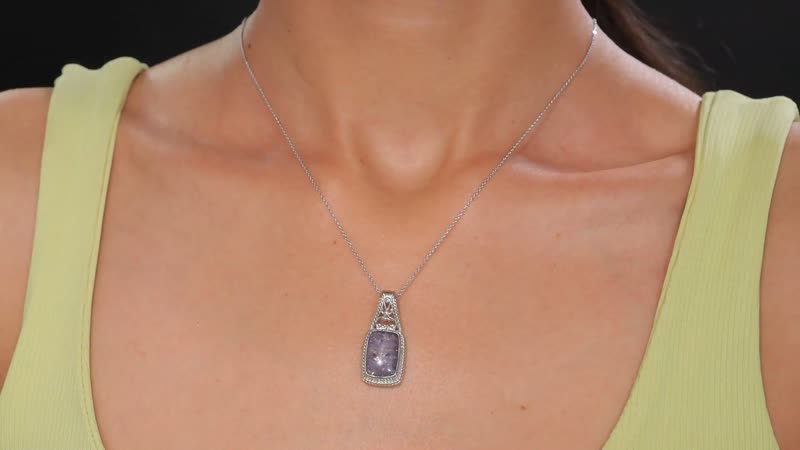 Matrix Tanzanite Solitaire Pendant in Platinum Over Copper with Magnet 8.00 ctw