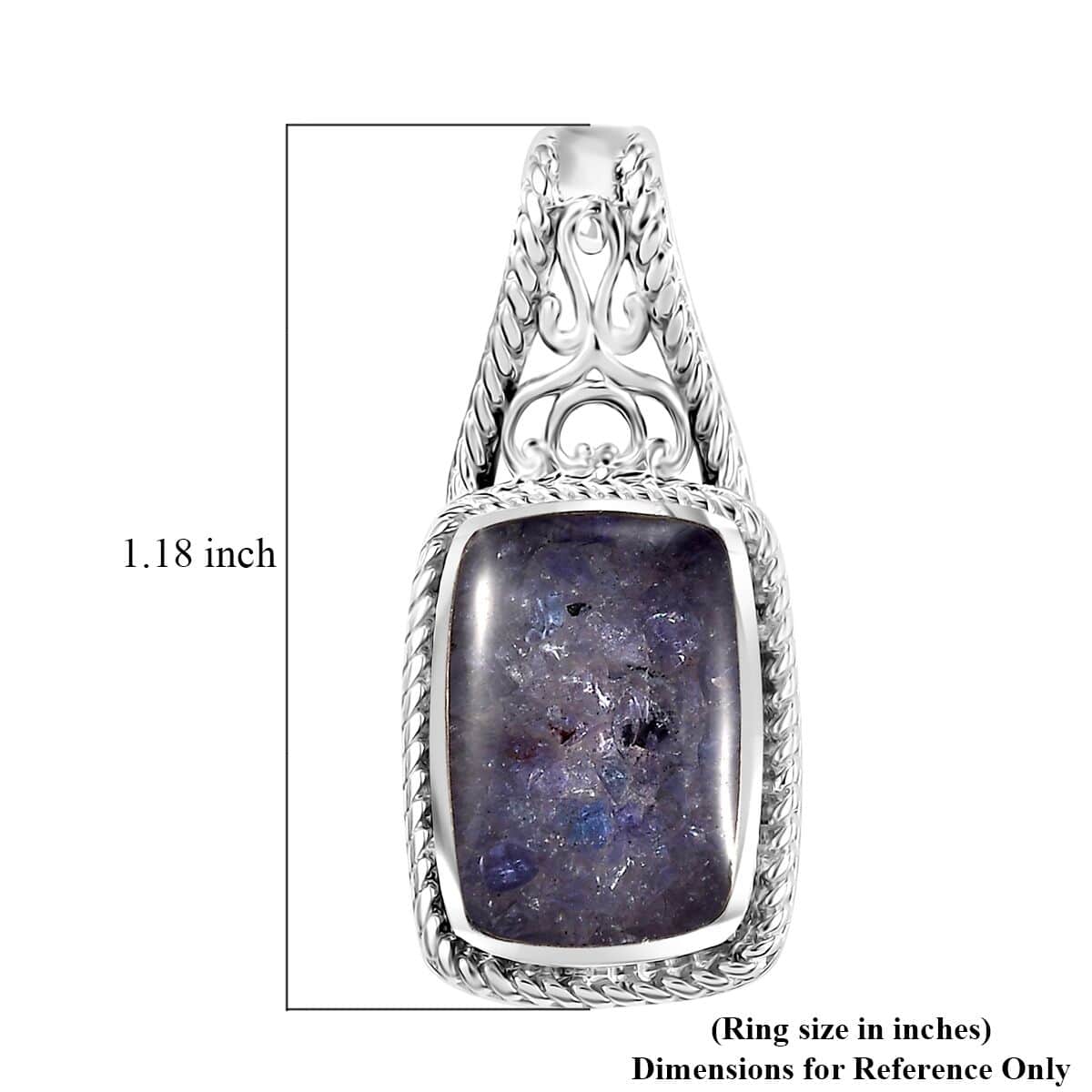 Matrix Tanzanite 8.00 ctw Solitaire Pendant in Platinum Over Copper with Magnet image number 5