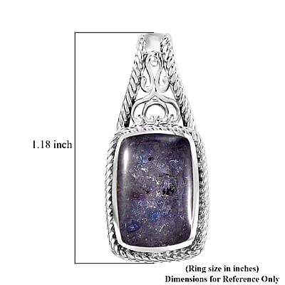 Matrix Tanzanite 8.00 ctw Solitaire Pendant without Chain in Platinum Over Copper with Magnet
