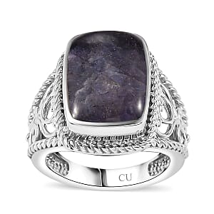 Matrix Tanzanite 5.50 ctw Solitaire Ring in Platinum Over Copper with Magnet (Size 9.0)
