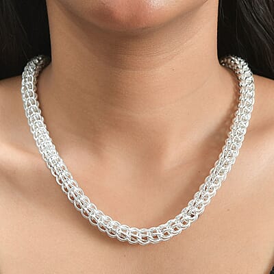 Wheat Link Necklace in Sterling Silver  (20 Inches) (40 Grams)