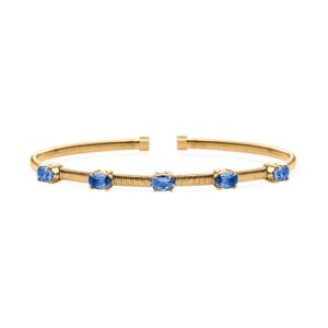 Luxoro Premium Ceylon Blue Sapphire 2.85 ctw Cuff Bracelet in 10K Yellow Gold (7.25 In)
