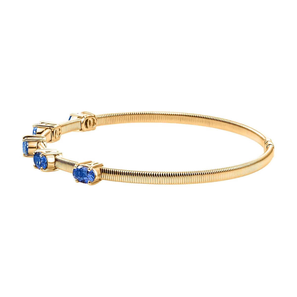 Doorbuster Luxoro Premium Ceylon Blue Sapphire 2.85 ctw Cuff Bracelet in 10K Yellow Gold (7.25 In) image number 3