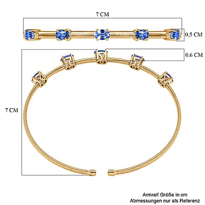 Luxoro Premium Ceylon Blue Sapphire 2.85 ctw Cuff Bracelet in 10K Yellow Gold (7.25 In)