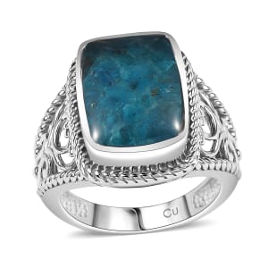 Matrix Neon Apatite 3.00 ctw Fancy Ring in Platinum Over Copper with Magnet (Size 10.0)