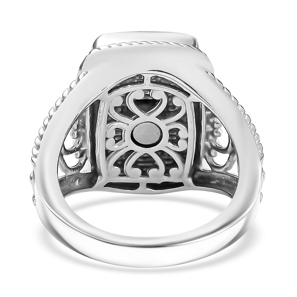 Matrix Neon Apatite 3.00 ctw Fancy Ring in Platinum Over Copper with Magnet (Size 10.0)