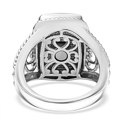 Matrix Neon Apatite 3.00 ctw Fancy Ring in Platinum Over Copper with Magnet (Size 10.0)