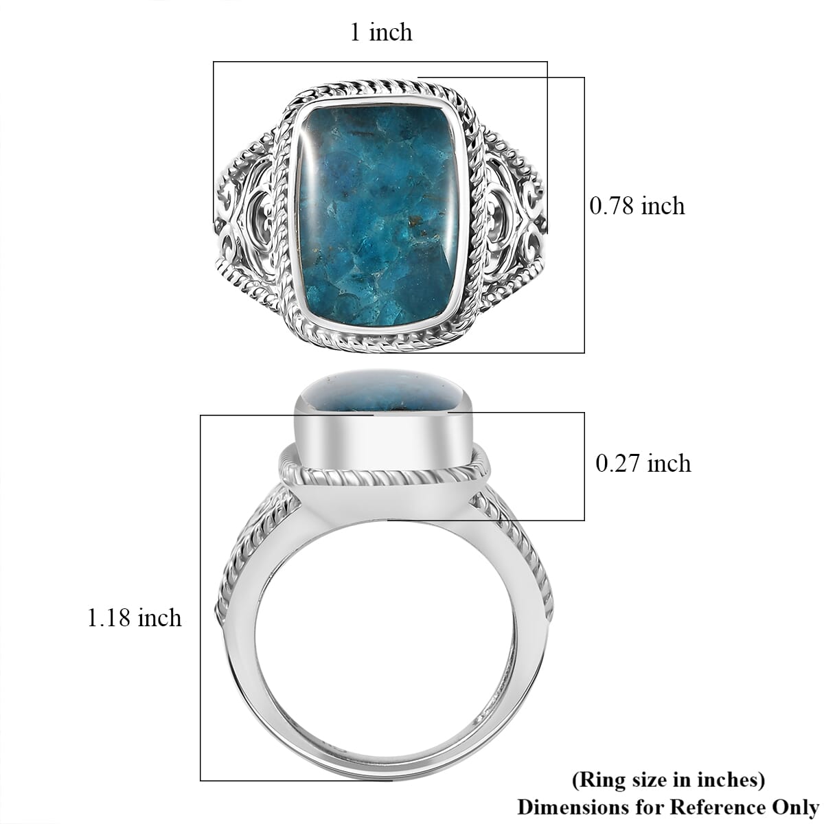 Matrix Neon Apatite 3.00 ctw Fancy Ring in Platinum Over Copper with Magnet (Size 7.0) image number 5