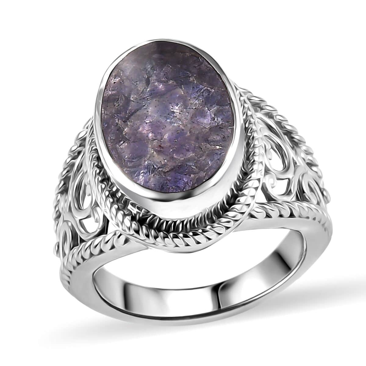 Matrix Tanzanite 5.50 ctw Ring in Platinum Over Copper with Magnet (Size 10.0) image number 0