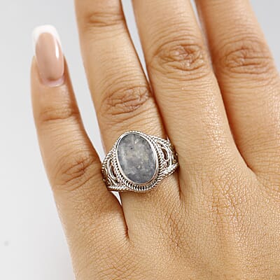 Matrix Tanzanite 5.50 ctw Ring in Platinum Over Copper with Magnet (Size 10.0)