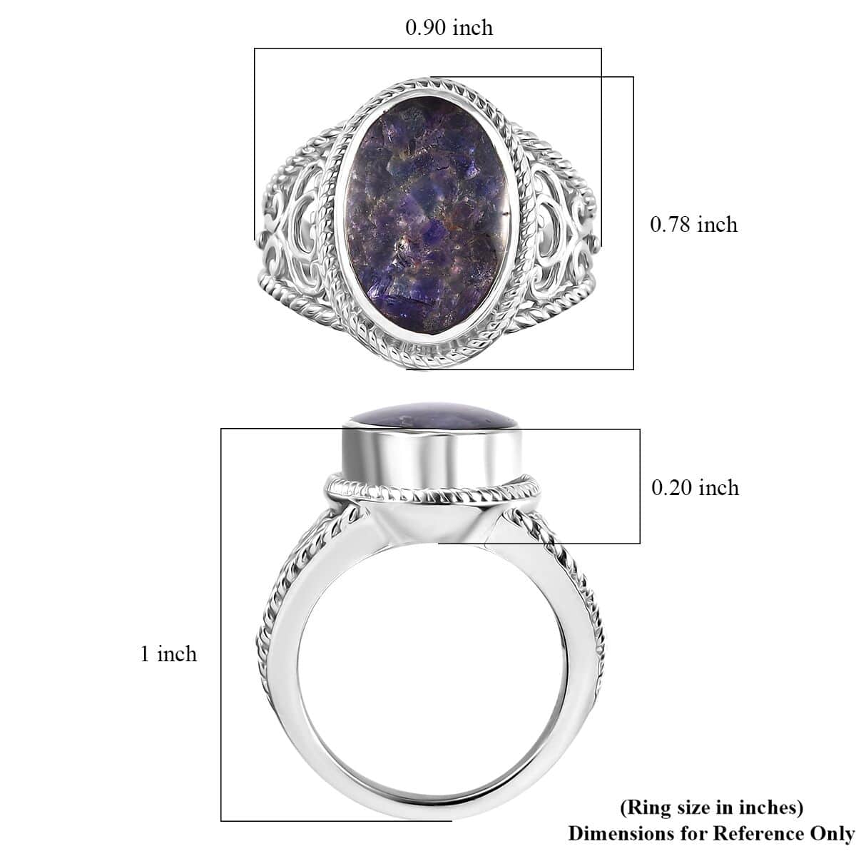 Matrix Tanzanite 5.50 ctw Ring in Platinum Over Copper with Magnet (Size 10.0) image number 5