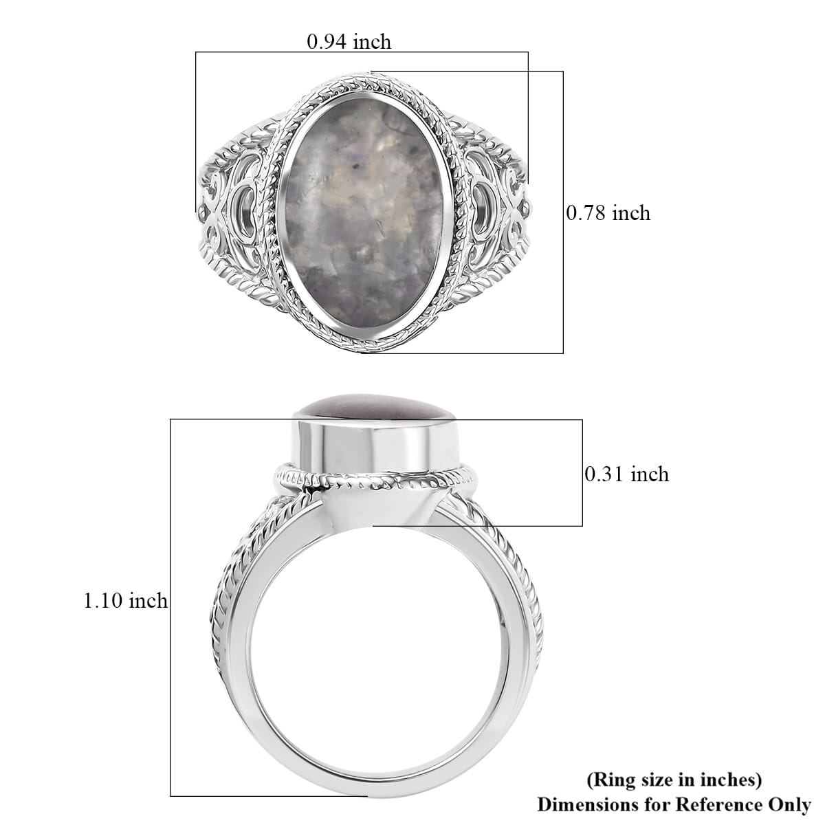 Matrix Tanzanite 5.50 ctw Ring in Platinum Over Copper with Magnet (Size 8.0) image number 5