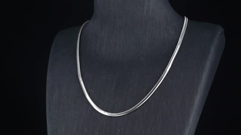 Horned Snake Chain Necklace in Rhodium Over Sterling Silver 9.30 Grams 20 Inches