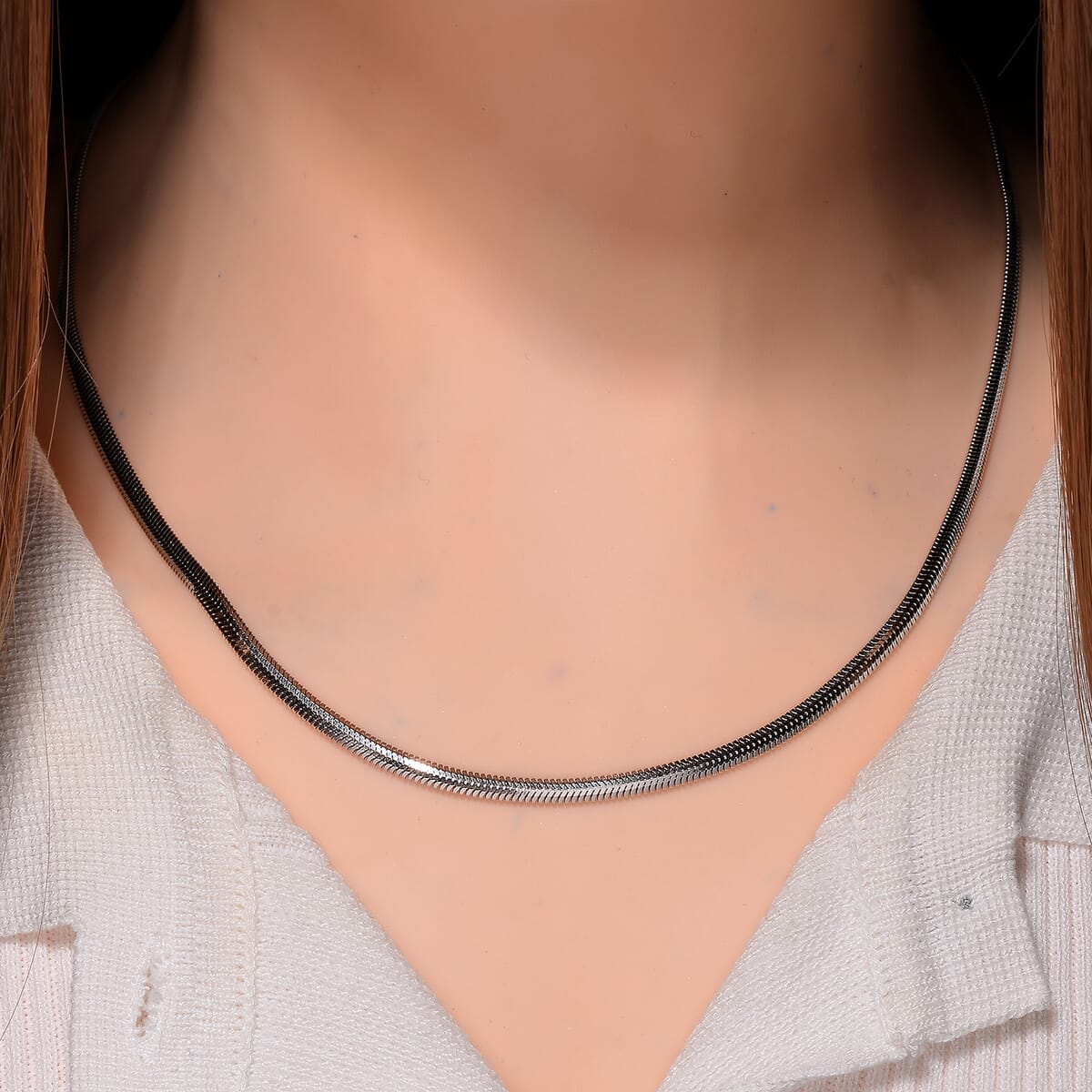 Horned Snake Chain Necklace in Rhodium Over Sterling Silver 9.30 Grams 20 Inches image number 1